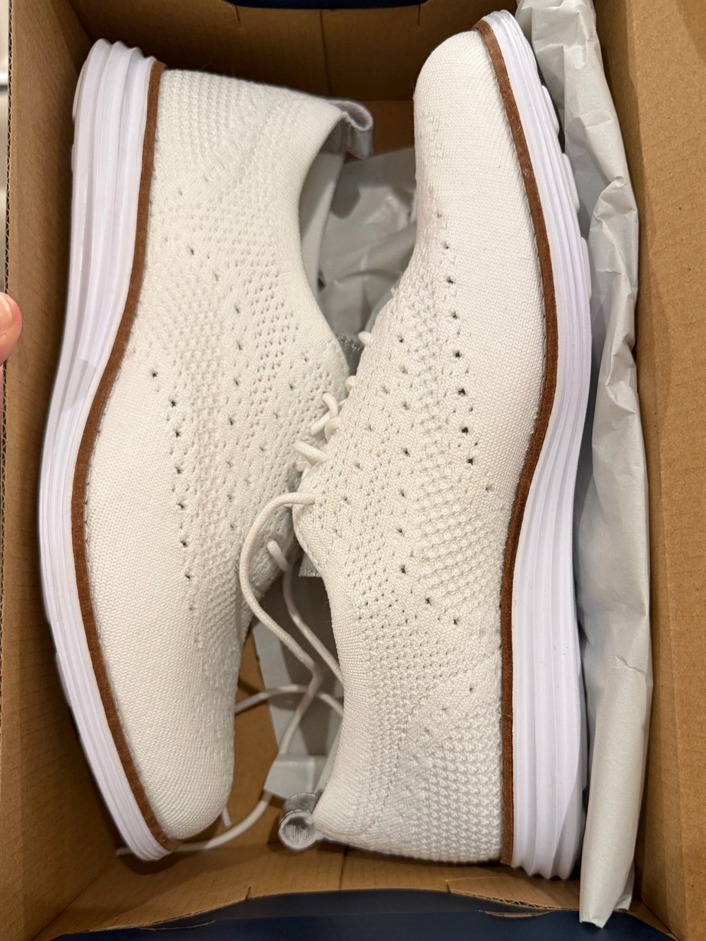 Cole Haan Women's Knit Lace-Up Sneakers in Cream with Tan Trim